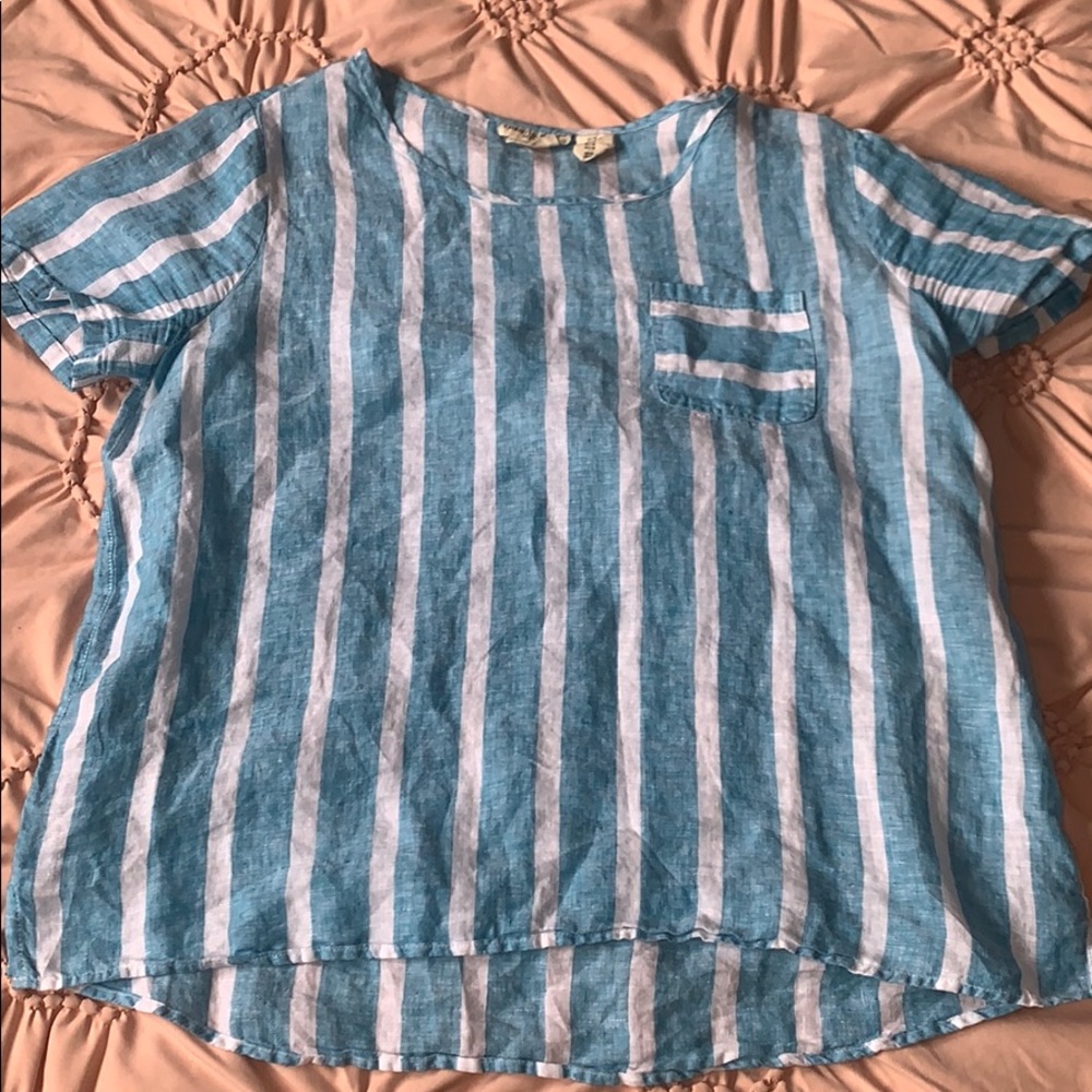 blue and white tunic